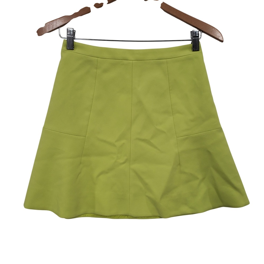 J Crew Skirt Womens Size 00 A‎ Line Flared Pleated Neon Yellow Dopamine Preppy